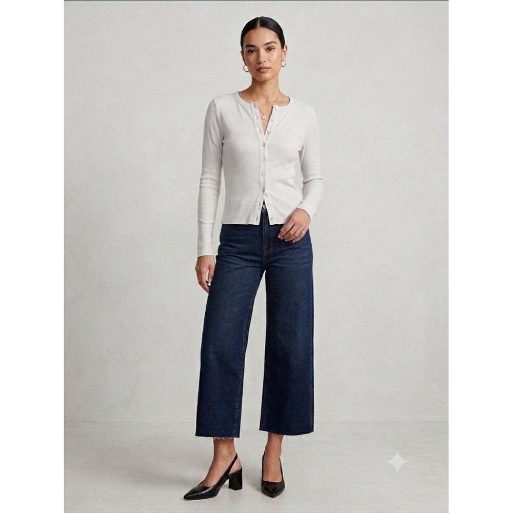 Madewell Sage Olive Ribbed Button Front Top Small Y2K Minimalist Coquette Shirt